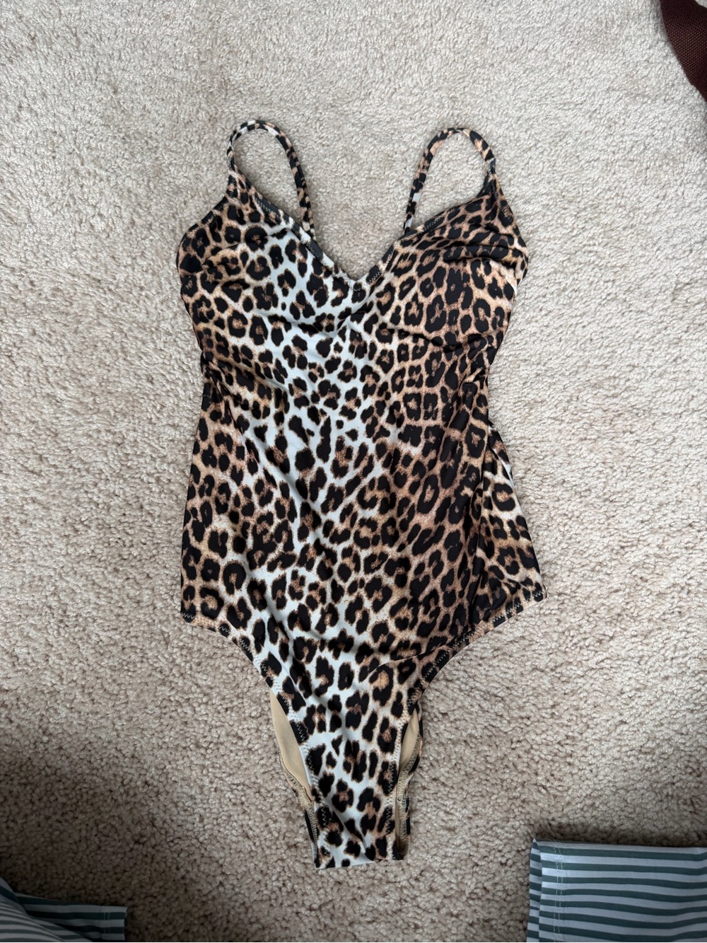 Leopard print one piece bathing suit